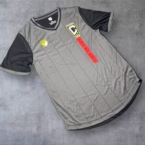 NEW Columbus Crew‎ MLS Jersey Mens Medium Gray Striped Soccer T-Shirt